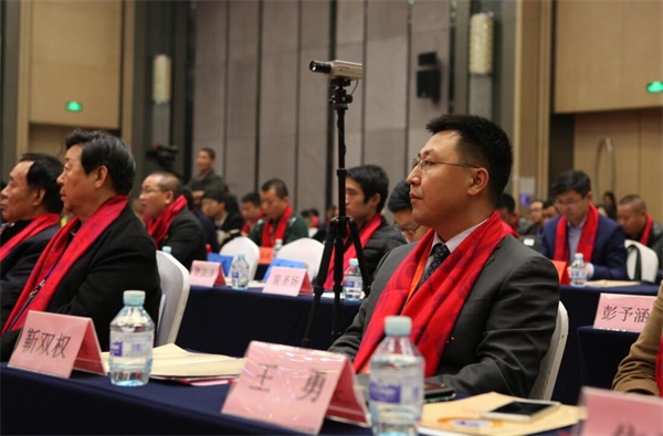 靳律作为房地产业营销协会副会长在会场前排就座 